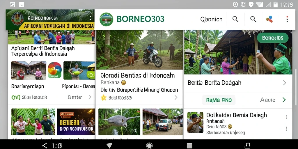Tampilan antarmuka aplikasi BORNEO303 yang sederhana dan informatif.