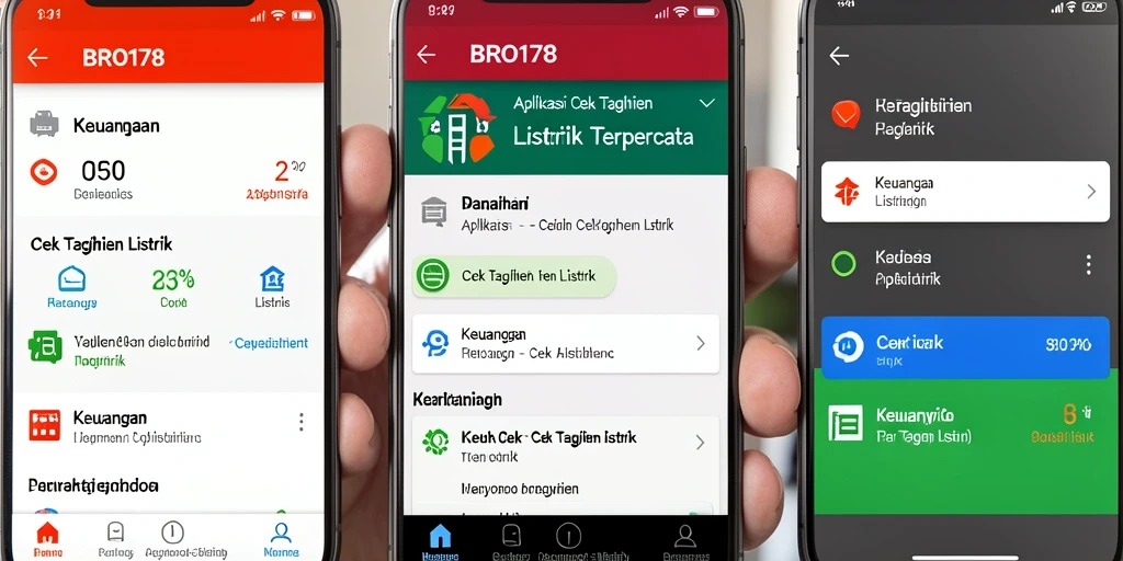 Antarmuka aplikasi BRO178 untuk cek tagihan listrik yang sederhana dan informatif.