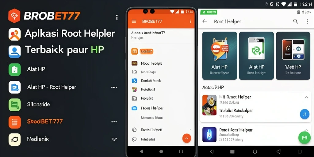 Antarmuka aplikasi ROOT Helper BROBET77 yang user-friendly.