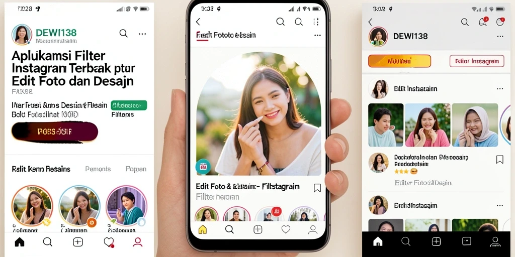 Antarmuka DEWI138 yang intuitif dengan berbagai pilihan filter yang menarik.