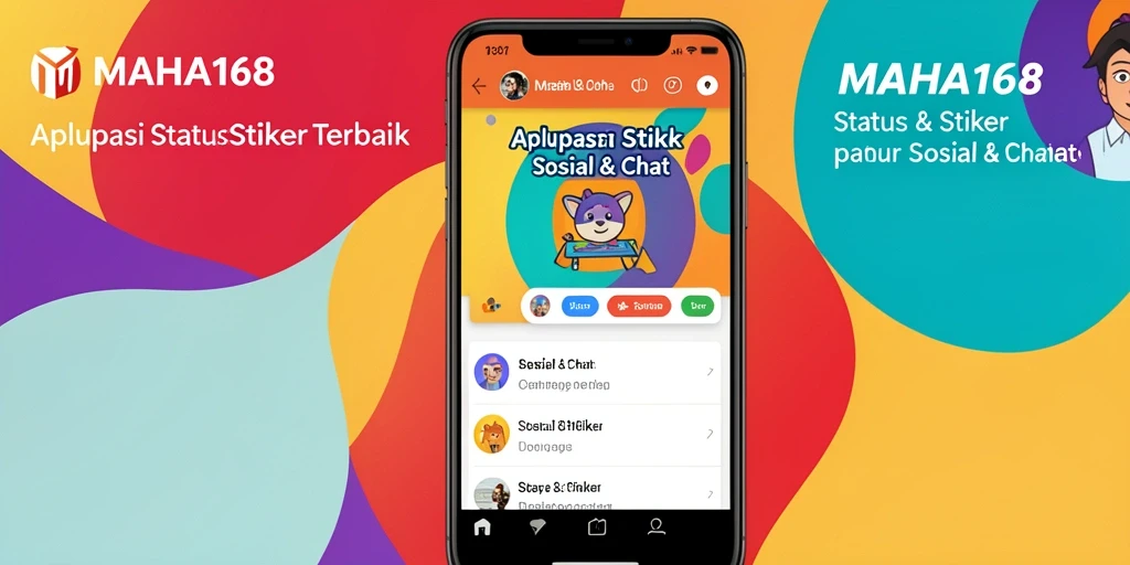 Tampilan intuitif aplikasi MAHA168 yang penuh stiker menarik.