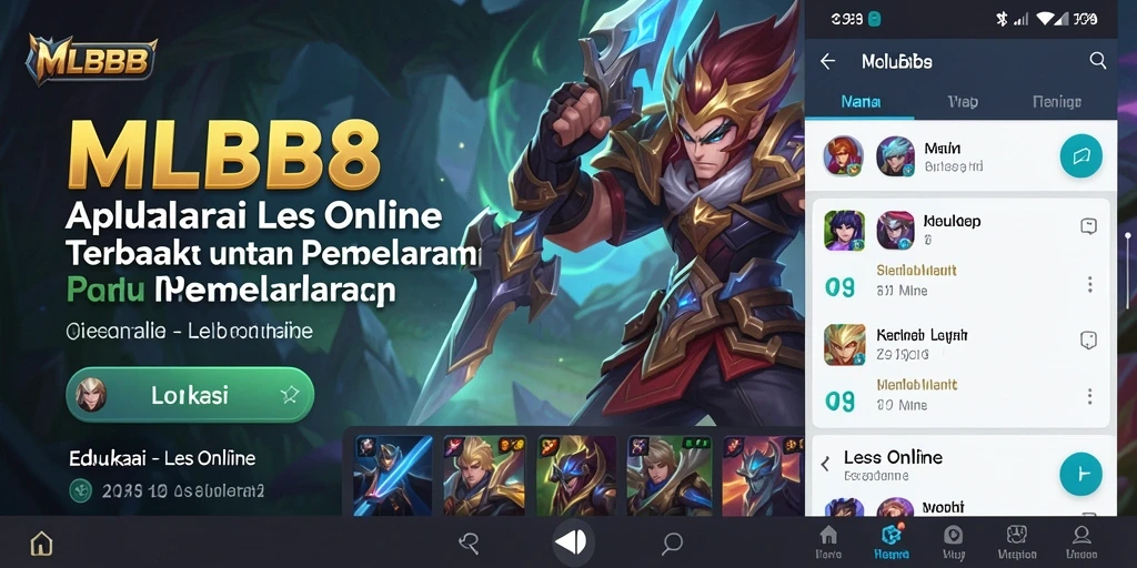 Antarmuka MLBB8 yang modern dan fungsional untuk Les Online.