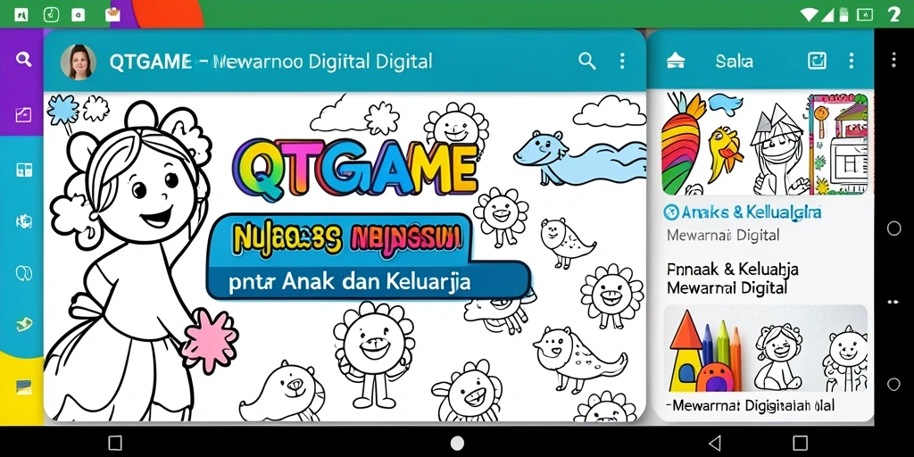 Antarmuka QTGAME yang interaktif dan ramah anak saat mewarnai.