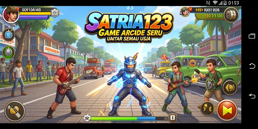 Antarmuka SATRIA123 yang penuh warna dan interaktif.