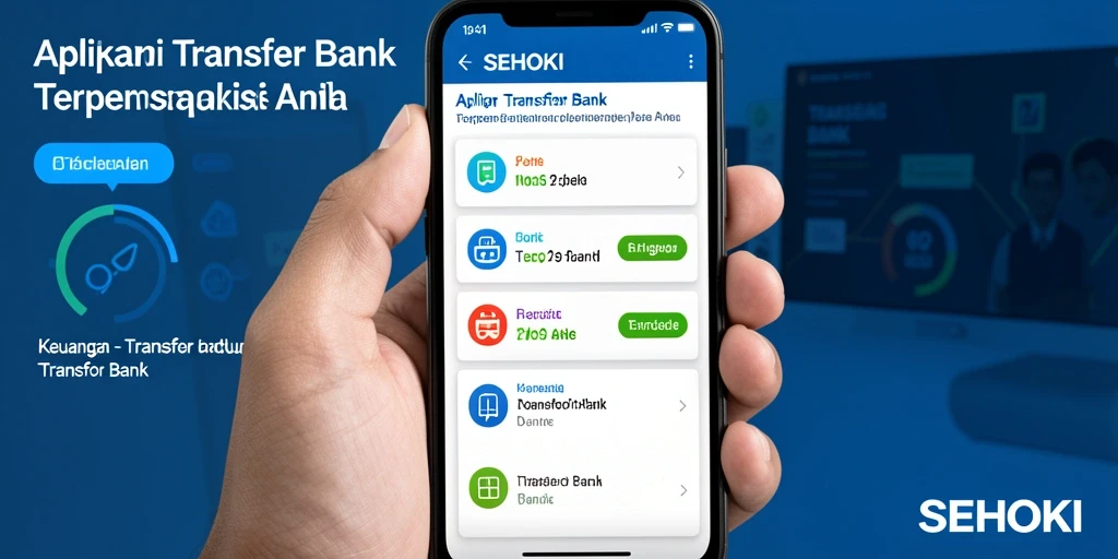 Tampilan antarmuka aplikasi SEHOKI untuk transfer bank yang sederhana dan modern.