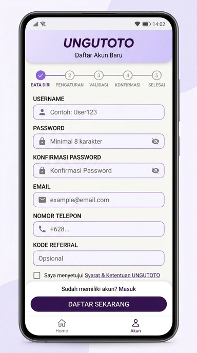 Buat Akun Baru Ungutoto dengan Mudah